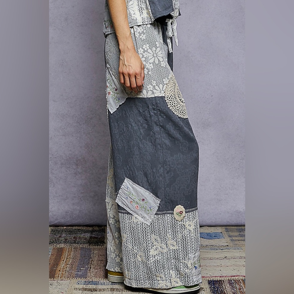 POL Patchwork Pants in Charcoal - Picture 2 of 5